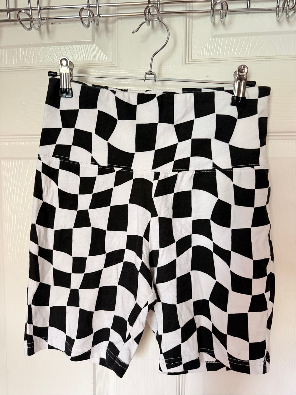 BP Nordstrom Black and White Checkered Cotton Lounge Biker Shorts / Size XS